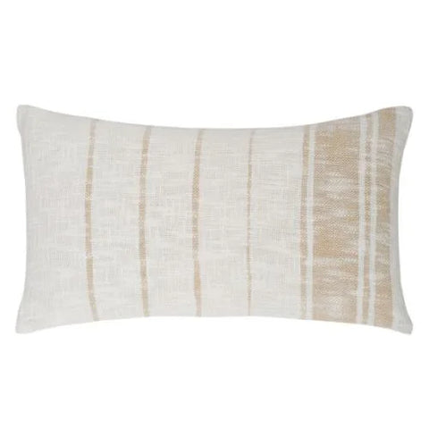 White & Beige Classic Striped Lumbar Cushion Cover: Urban Adorn