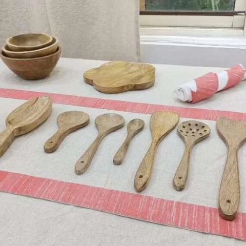 Unique Festive Flair: Set of 8 Wooden Christmas Spoons