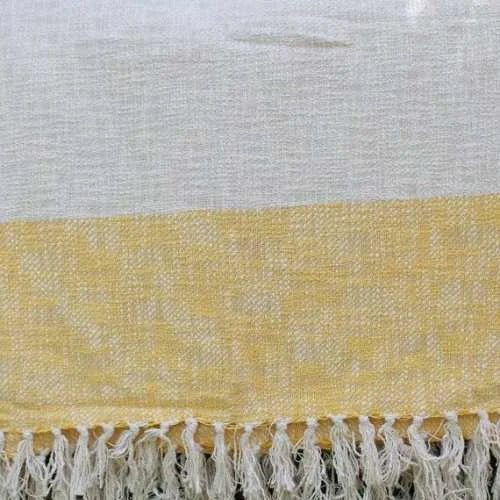 Yellow Border Twill Weave Handloom Cotton Throw Blanket