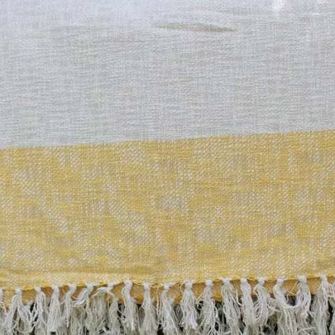 Yellow Border Twill Weave Handloom Cotton Throw Blanket