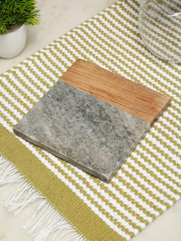 Set of 2 Marble and Wood Trivets by URBAN ADORN